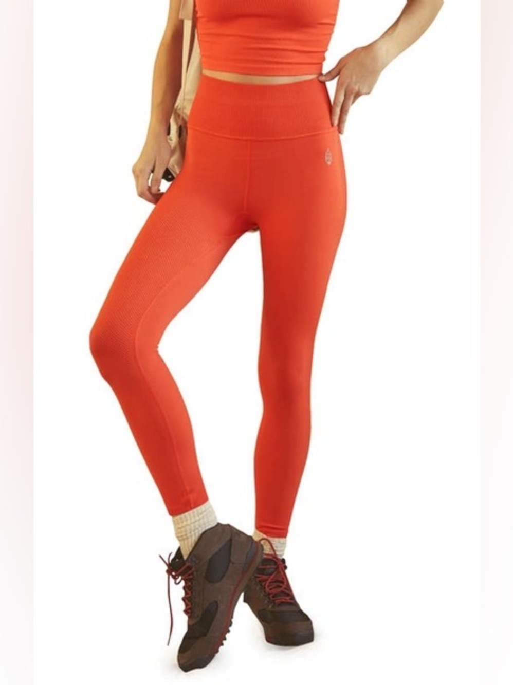 FP Movement Free Throw Ribbed Leggings Womens Coastline Size M Coral Red